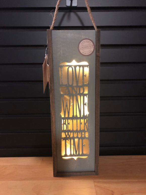 Wooden wine caddy “Love and Wine better with Time”
