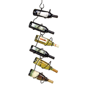 Climbing Tendril 6-Bottle Hanging Rack, Black - Oenophilia