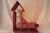 17”x14” Red Metal Up sign Wine Bottle Holder (5 Bottles)