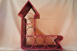 17”x14” Red Metal Up sign Wine Bottle Holder (5 Bottles)